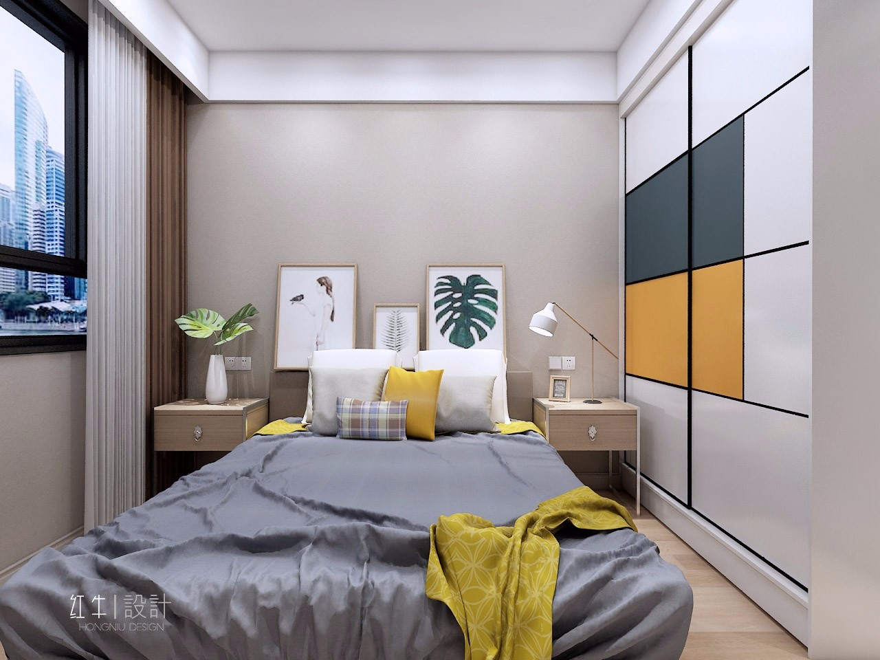 南京保利国际社区88平米现代简约风格装修07次卧_水印